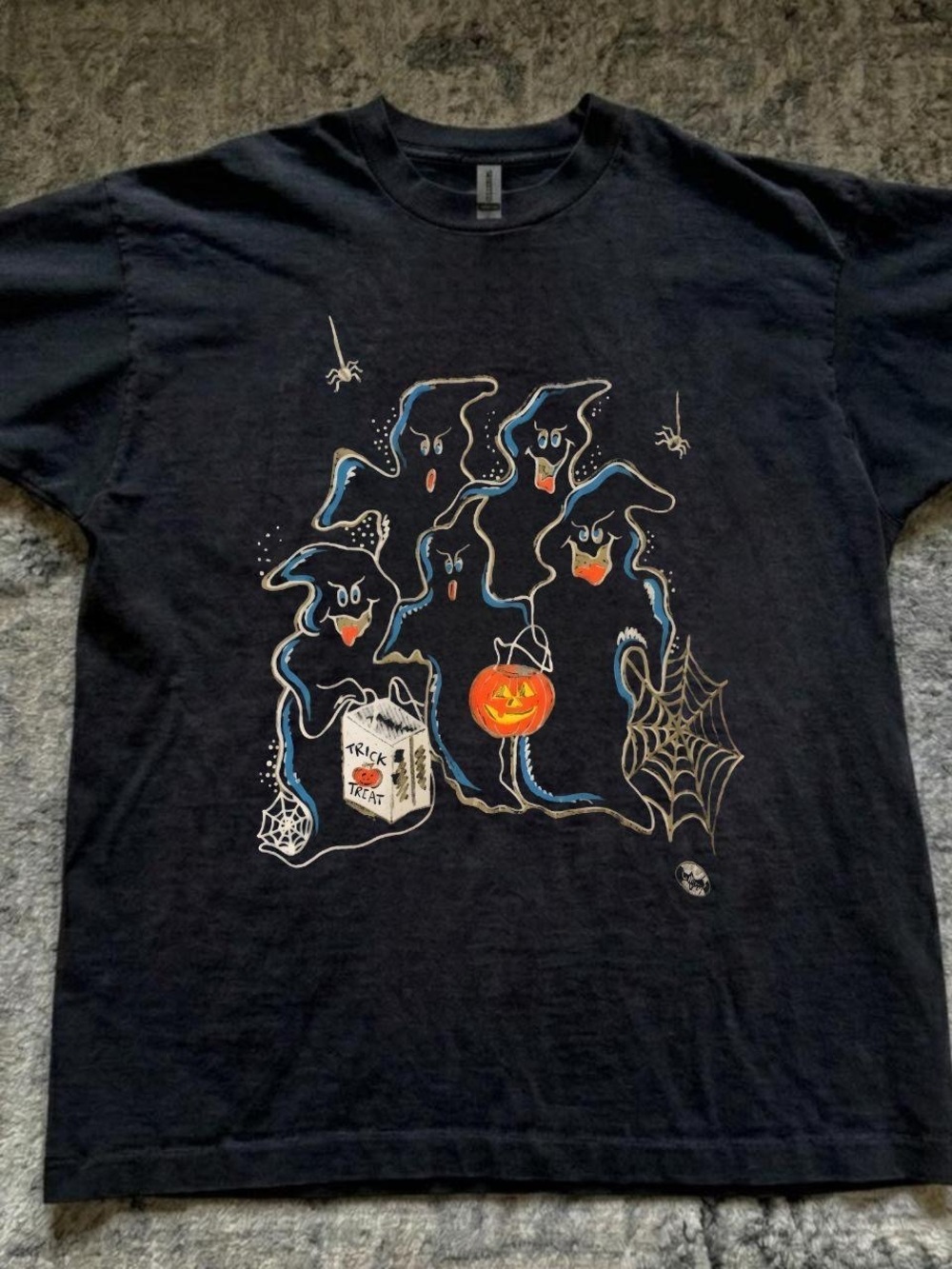 Kids Halloween Ghost Graphic Tee - Black